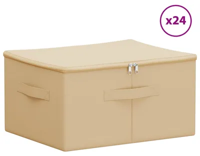 Immagine prodotto di vidaXL Contenitori portaoggetti, 24 pezzi, color crema, 50 x 30 x 25 cm, tessuto non tessuto