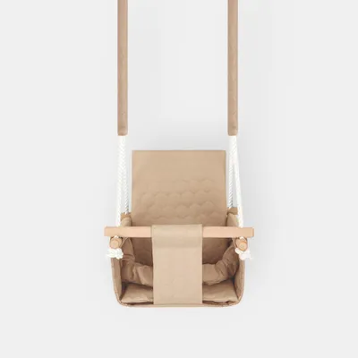 Immagine prodotto di Altalena per bambini con cintura di sicurezza per interni ed esterni | Fatto a mano nell’UE, beige, idrorepellente e facile da pulire