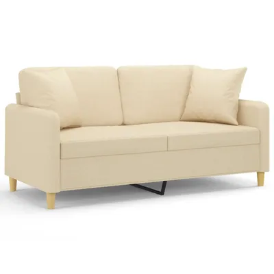 Produktbild von vidaXL 2-Sitzer-Sofa mit Zierkissen Creme 140 cm Stoff