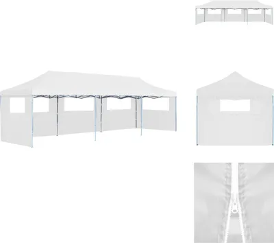 Image de vidaXL Pop-Up Tente de réception pliable avec 5 parois latérales 3x9 m Blanc - Pavillons & Tentes de réception
