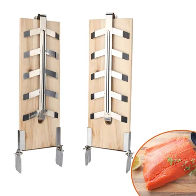 Obrázok produktu pre VINGO Grilovacia doska na plameň Grilovacia doska na údenie Grilovacia doska na plameň s výklopnými držiakmi z nehrdzavejúcej ocele, na grilovanie
