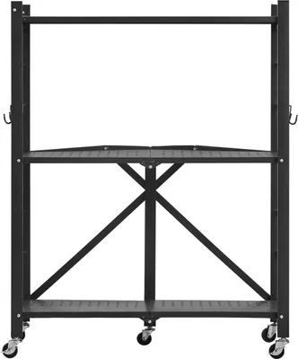 Obrázek produktu pro 3-úrovňová skládací úložná police s kolečky 28 x 13 x 36 palců Kovové regály