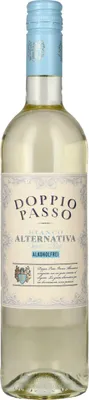 A bottle of white wine with a label.