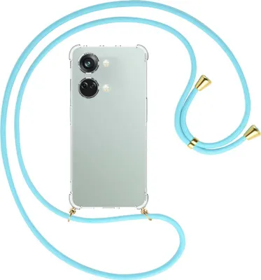 Produktbild von Handykette Backcover-Schutzhülle mit Band (Metall goldfarben) für OnePlus Nord 3 (CPH2491) - himmelblau