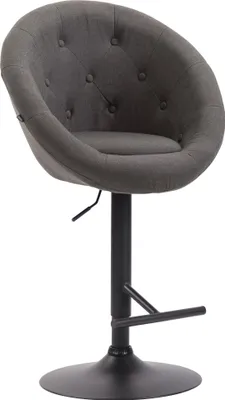 Produktbild von Barhocker PENOR - Stoff Dunkelgrau 65x57x107 cm Schwarz | Barstuhl Höhenverstellbar Mit Lehne Drehbar Tresenhocker Tresenstuhl Kneipenhocker