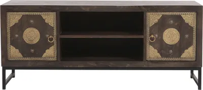 Produktbild von Lowboard Adaja – Massivholz & Metall, 130 cm, Orientalischer Stil mit Messingverzierungen