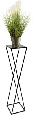 Produktbild von HowHomely Modern Pflanzenständer, Blumenhocker aus Metall Schwarz 100 cm Höhe - Blumenständer für das Haus