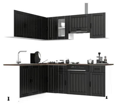 Produktbild von Küchenschrank-Set, 11-teilig, Kalmar, Schwarz, Holzwerkstoff