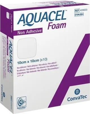Zdjęcie produktu dla AQUACEL opatrunek piankowy z hydrowłóknem 10 x 10 cm, 10 szt. Opatrunki na rany