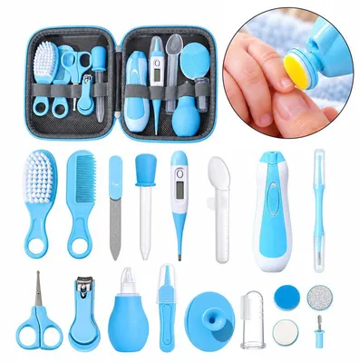 Produktbild von Babypflegeset 20-teilig, Baby Pflege Set mit Nagelpflege, Thermometer, Nasensauger & elektrischem Nagelschleifer, mit Aufbewahrungsetui