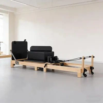 Immagine prodotto di Macchina Pilates Reformer - MY-KJ01 - Pieghevole - Resistenza regolabile - Carico massimo 250 kg -  e legno - Nero