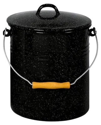 Produktbild von Emaillierter Mülleimer mit Deckel, schwarz mit weißen Sprenkeln, 10 Liter