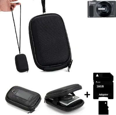 Produktbild von K-S-Trade Kameratasche kompatibel mit Canon PowerShot SX620 HS Hardcase für Kompaktkamera + 16GB Speicherkarte Gürteltasche Case Schutz Hülle