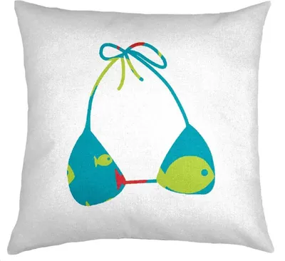 Image de Coussin en coton motif vacances à la mer blanc 38x38