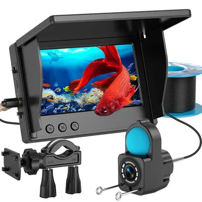 Produktbild von Unterwasserkamera Fischfinder 1080P, 4.3" LCD, 15m IP68 Kamera, 6 IR LEDs, 5000mAh Akku, Echolot Fischsucher für Eis- & Bootsangeln