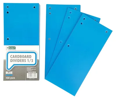 Productafbeelding van D.RECT verpakking met 100 kartonnen scheidingsstrips. Afmetingen: 11x24 cm. Geschikt voor scheidingslipjes, scheidingsbladen en ordners