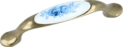 Produktbild von Möbelgriff Schubaldengriff Messing antik Vintage Porzellan Lochabstand 96mm