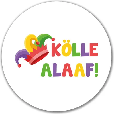 Produktbild von Huuraa Aufkleber Kölle Alaaf Narrenkappe 10cm rund Sticker Geschenkidee