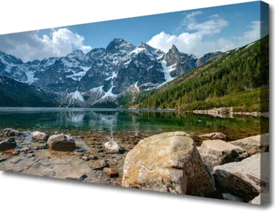 Produktbild von Tulup Leinwand-Bilder 100x50 Wandbild Canvas Kunstdruck Gebirge See Steine Landschaft