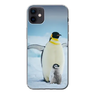 Produktbild von MuchoWow® Handyhülle Schutzhülle Hülle für iPhone 12 mini Kaiserpinguin mit Jungen Silikon Softcase Handy Hülle - Bild