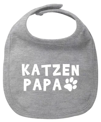 Produktbild von Huuraa Baby Lätzchen Katzenpapa Tapse Heather Grey Klettverschluss  Baumwolle Latz Geschenkidee