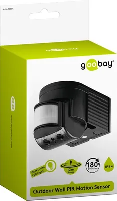 Imagen del producto de goobay 180° Aufputz Infrarot Bewegungsmelder mit 12 m Reichweite schwarz (1er Faltschachtel)