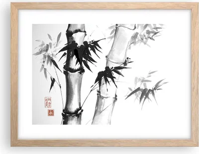 Produktbild von Gerahmtes Poster - Rahmen in heller Eiche - Asiatisch Aquarell Bambus - 40x30 cm - Wand Bild - Wanddeko - Wandbilder - Kunstposter - Wandposter - Bilderrahmen - Bilder - Kunstdruck - P2NAA40x30-4577