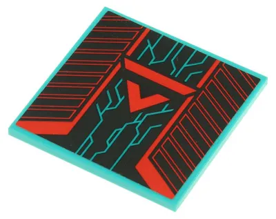 Produktbild von 1x Lego Fliese 6x6 dunkel türkis Platte Sticker geometrisches Muster 10202pb013