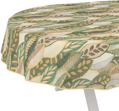 Produktbild von Tischdecke Athena-Wald Grün-Beige Oval 280x140cm Band