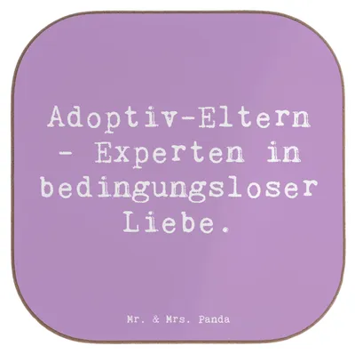 Produktbild von Mr. & Mrs. Panda Holzuntersetzer Spruch Adoptiveltern Liebe - Lavendeltraum - Geschenk, Coaster, Getränkeuntersetzer, Familienpflege, Erinnerungen, Untersetzer Glas
