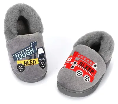 Produktbild von LACOFIA Kinder Jungen Winter Hausschuhe Kleinkinder Warm Plüsch Pantoffel Karika