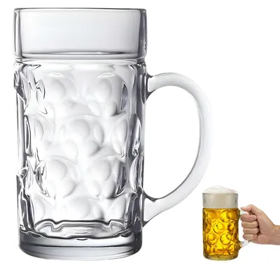Bierglas 1 Liter mit Henkel – Oktoberfest-Geschenk für Männer