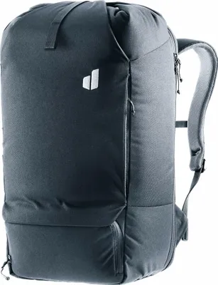 A dark gray Deuter backpack is shown against a white background.