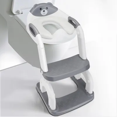Immagine prodotto di Sedile per il vasino per bambini - Con gradini - 2 in 1 - Regolabile in altezza - Sicuro e comodo - Grigio