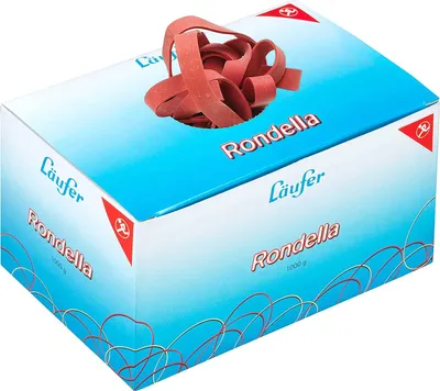 Produktbild von Läufer RONDELLA Gummibänder im Karton 1.000 g 150 x 10 mm rot