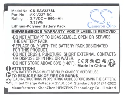Zdjęcie produktu dla Akumulator pasujący do Emporia SIMPLICITYglam 4G V227 Li-ion 3,7 V 900 mAh 3 Wh, 54 x 42 x 5 mm