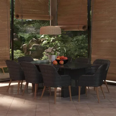 Produktbild von The Living Store 9-tlg. Garten-Essgruppe Poly Rattan Schwarz
