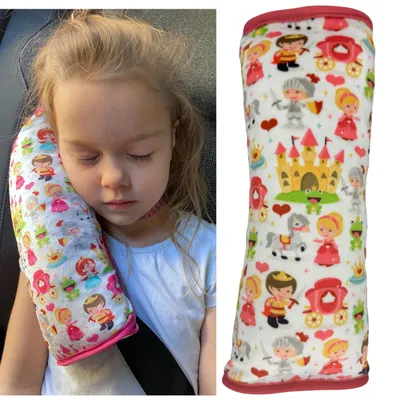 Produktbild von HECKBO Prinzessin Gurtkissen für Kinder – Auto Gurtpolster mit Klettverschluss, waschbar, Reisekissen, 30 x 12 cm