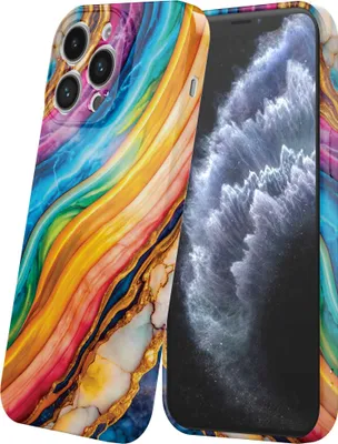Produktbild von Smartphonica Handyhülle geeignet für iPhone 11 Pro mit Regenbogen Gold Marmor Print - Flexible Softcase TPU - Backcover Case Regenbogen Gold Marmor Design