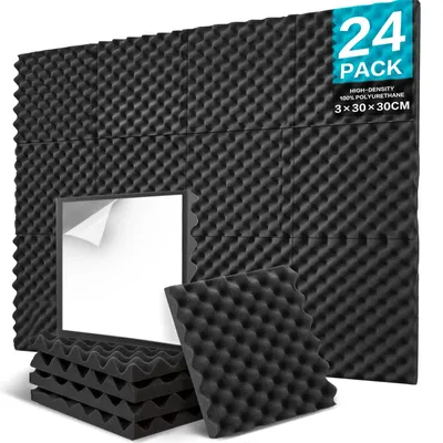 Obrázok produktu pre 24 kusov samolepiacich, zvukovoizolačných panelov, akustických panelov, rozmer 30 x 30 x 3 cm