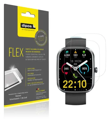 Immagine prodotto di 2x Pellicola protettiva per Matast Smartwatch 1.96 Zoll, rivestimento al 100%, Protezione dipos Flex