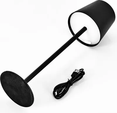 Image de Lampe de table Abat-jour circulaire Batterie noire - 3 niveaux de variation
