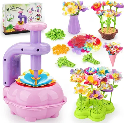 Productafbeelding van Knutselset voor kinderen vanaf 4 - 10 jaar - Knutselspeelgoed met bloemenmachine - Doe-het-zelf meisjesspeelgoed - Stof