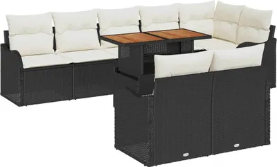 Immagine prodotto di vidaXL Set di divani da giardino 9 pezzi nero e crema 100 x 55 x 73 cm