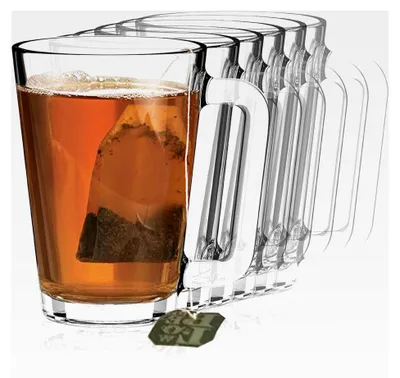 Produktbild von Teegläser mit Henkel (6er Set) - 260ml Glühweintassen - Spülmaschinenfest - Kaffeegläser & Glühweingläser mit Henkel