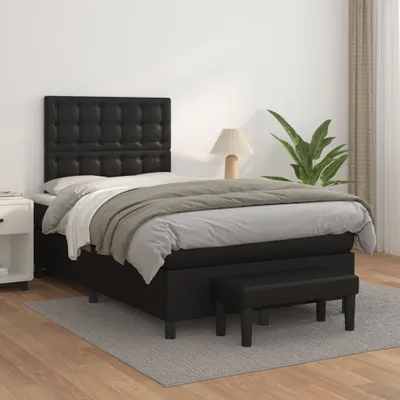 Zdjęcie produktu dla Maison Exclusive – łóżko kontynentalne z materacem, czarne, 120 x 200 cm, sztuczna skóra