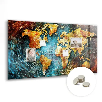 Produktbild von Dekorative Magnettafel 120x60 cm - Magnetwand - für Fotos, Karten und Notizen - Fotowand - Memoboard - Magnetpinnwand - Wanddekoration - Eine Welt des Chaos