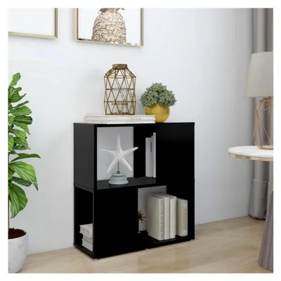 Produktbild von Bücherregal mit 2 Fächern, Standregal, Aktenregal, Wandregal, Raumteiler, Büroregal, Schwarz, 60x24x63cm