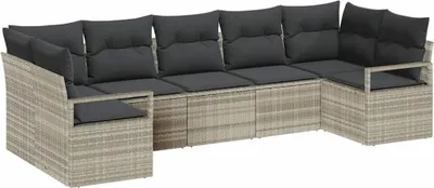 Obrázok produktu pre Sada pohoviek s vankúšom 7 pcs Svetlosivá polyratan