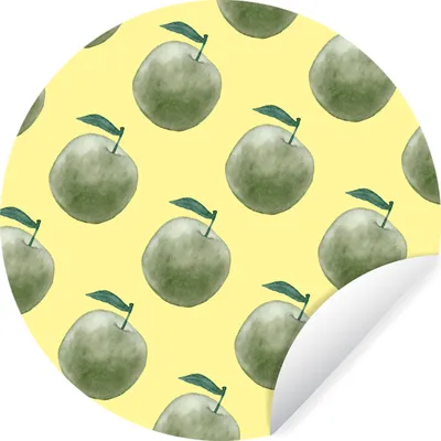 Produktbild von MuchoWow® Runde Wandtattoo - Wandsticker Tapete Aufkleber Äpfel - Obst - Grün Ø 100 cm Selbstklebend und Repositionierbar - Wandaufkleber - Kreis - Tapetenkreis - Wandbild rund - Schlafzimmerdekoration - Wanddeko - runde Tapete - Kunst für zu Hause